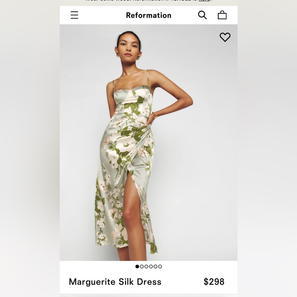 NWT Reformation Marguerite Silk Dress
